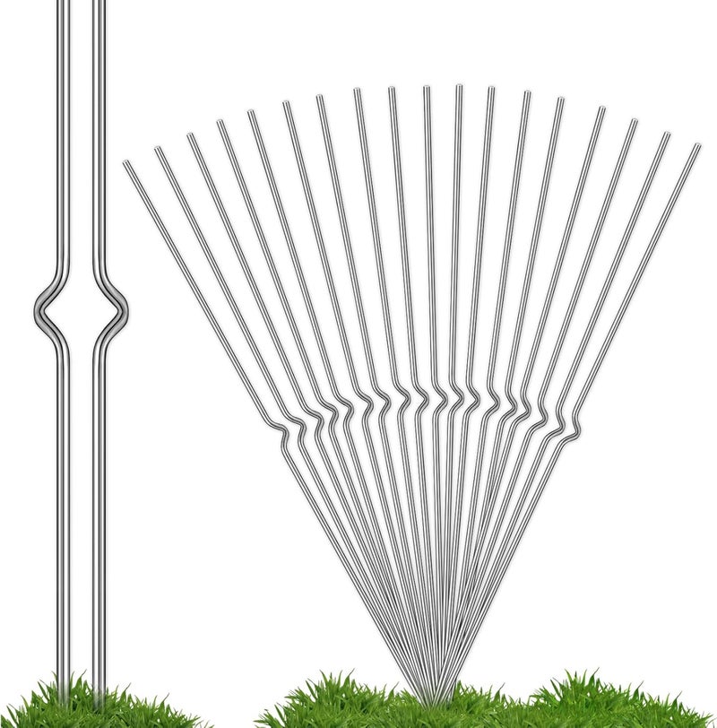 SUMGROW Pack of 24 Galvanized Steel Metal Yard Sign Stakes 14 inch for Corrugated Plastic Signs Halloween Tombstone Christmas Thanksgiving Yard Signs Holder - Image 1